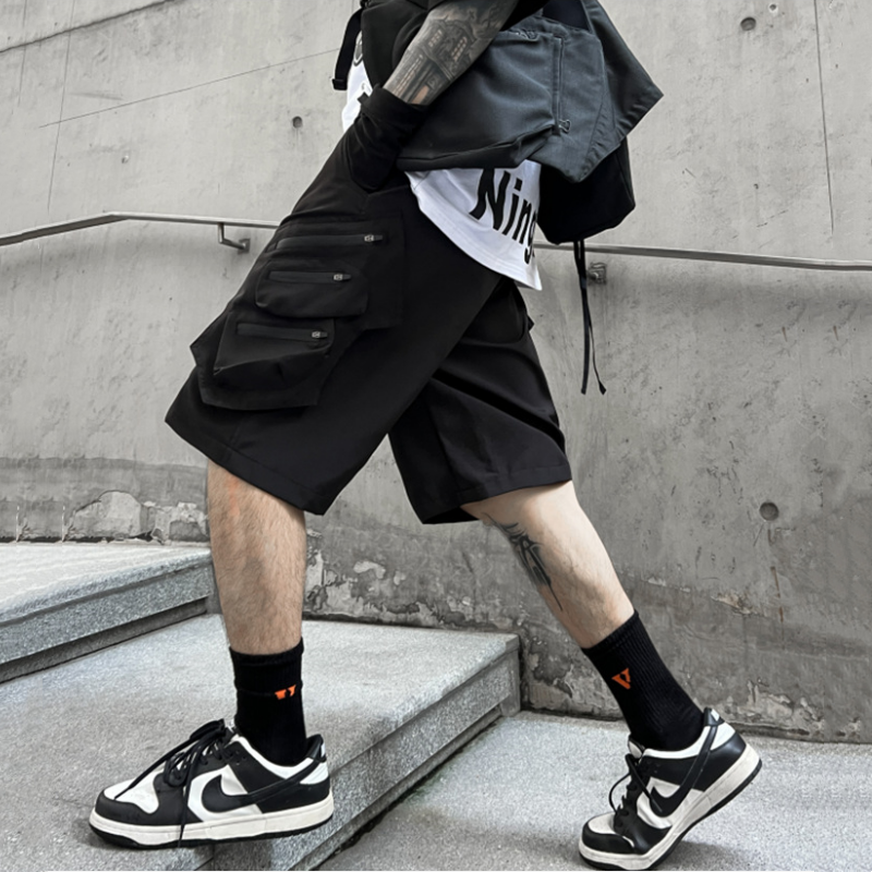 Pantalones cortos tácticos con cremallera para hombre, Pantalón corto con varios bolsillos, estilo Y2K Techwear, novedad de verano 2024