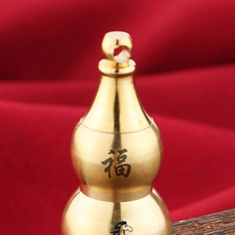Chinesischer Tierkreis Messing Kürbis Schlüssel bund Zubehör hohl montierte Zinnober Anhänger obere Öffnung Schriftzug Anhänger DIY Dekoration