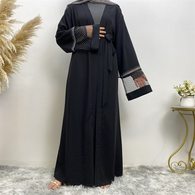 ชุดกิโมโน2024ดูไบมีเพชรชุดเดรสมุสลิมสำหรับผู้หญิงเสื้อคลุมปาร์ตี้อิสลามชุดเดรสฮาลาบียาไก่งวงคาฟตัน