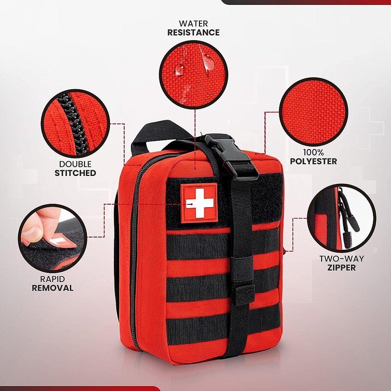 Kit pertolongan pertama tas taktis kantung bertahan hidup luar ruangan kotak medis tas SOS ukuran besar tas pertolongan pertama taktis tas perlengkapan medis tas Molle EM