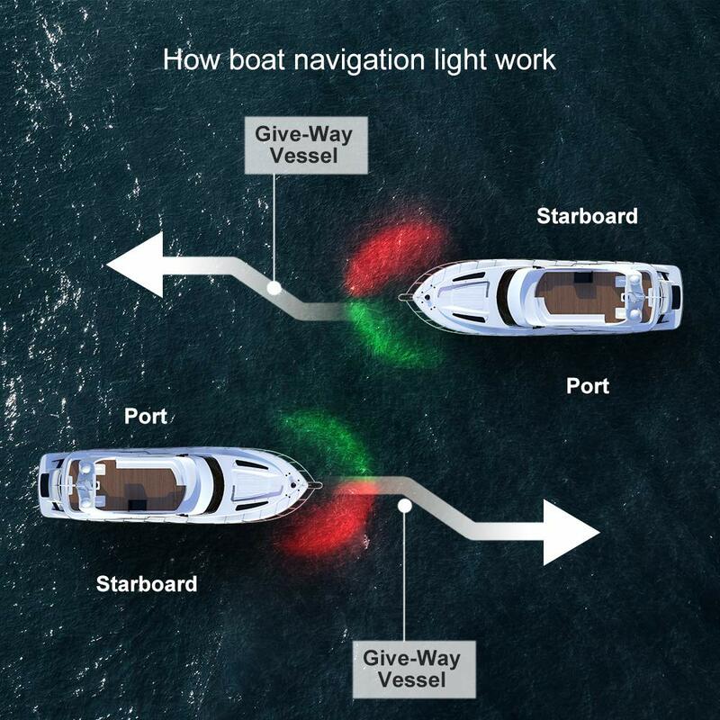 Lampu navigasi Yacht LED tahan air lampu navigasi suara laut lampu merah dan hijau lampu laut 12V 24V 2 buah