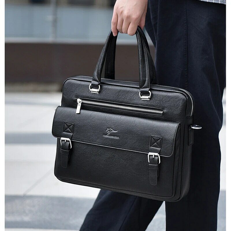 Briefcase for Man Leather Tote Handbag 15 Inch Laptop Computer Shoulder Cross Office Business Messenger Crossbody Side Bag Male