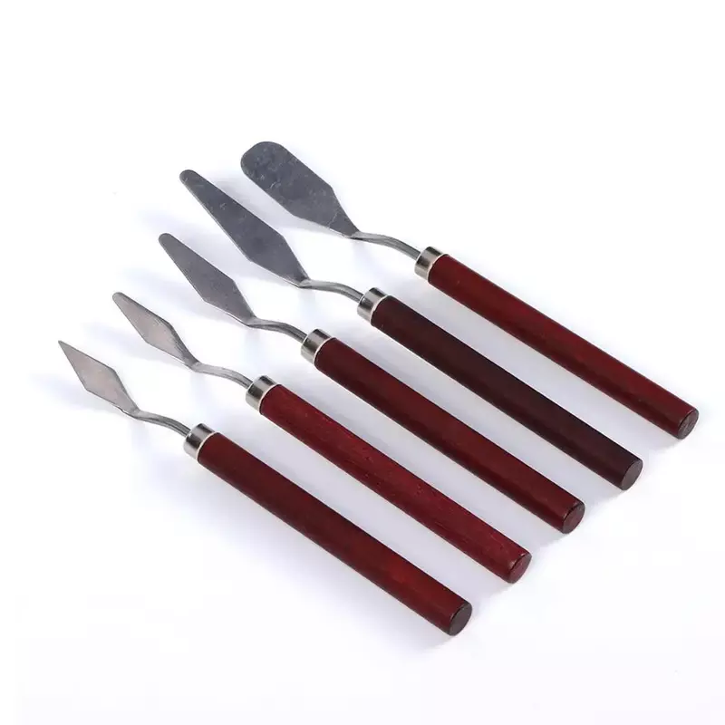 5 teile/satz Edelstahl Spatel Kit Palette Gouache liefert für Ölgemälde Messer Fine Arts Mal werkzeug Set flexible Klingen