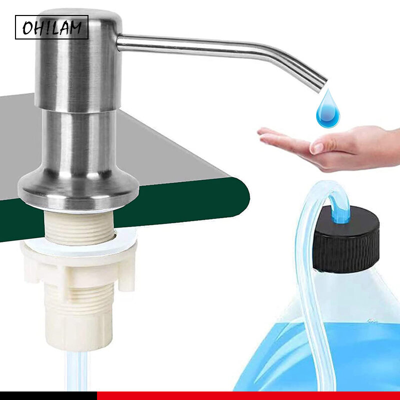 Dispenser di sapone liquido per lavello da cucina nero acciaio inossidabile 350ml pompa per erogatore di sapone per mani bottiglia in plastica ABS accessori da cucina