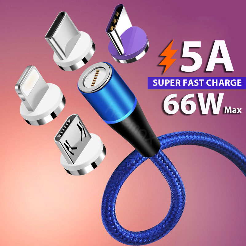 Cable magnético USB tipo C 5A, SFC para Huawei 3A, carga rápida para iPhone, Xiaomi, Samsung, OPPO, Microusb magnético para android