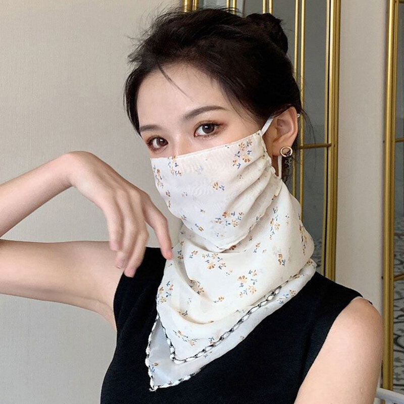 Женский шарф для защиты от УФ-лучей, походный шарф на шею, уличный треугольный шарф, Солнцезащитная вуаль, шелковая маска, чехол для лица