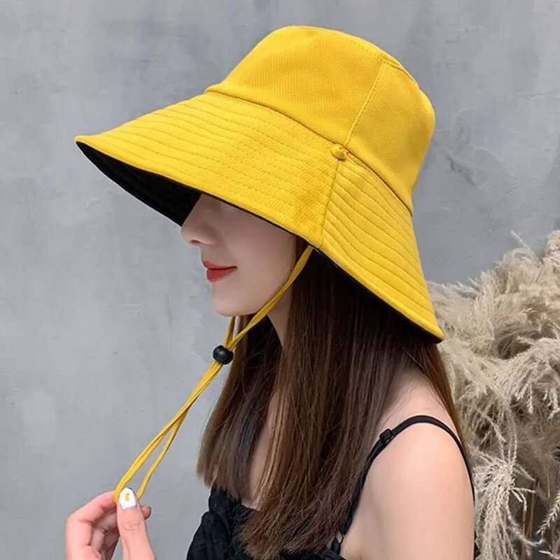 قبعة دلو قابلة للطي على الوجهين ومضادة للشمس ، قبعة صيادين ، قبعة شاطئ ، ربيع ، صيف