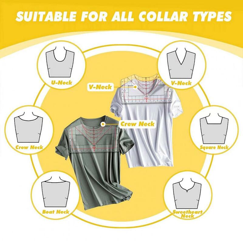 Regla de alineación de cuello redondo, herramienta de calibración de diseño de camiseta Universal, suministros de costura, bricolaje