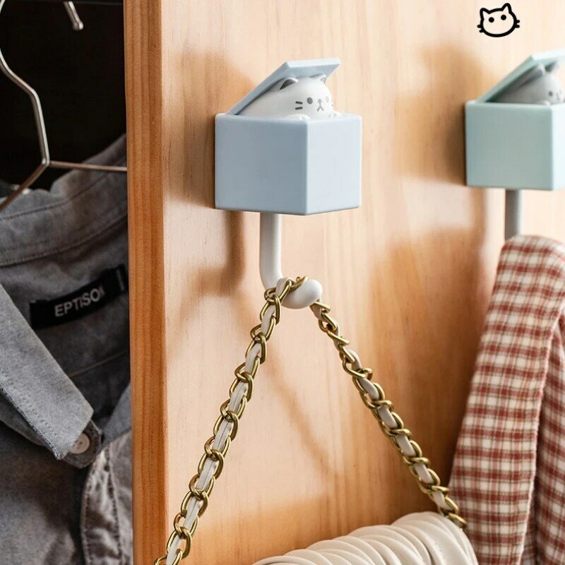 Creative Cute Animal Hook Seamless Dormitory Bedroom Door Hangers Hooks Key Umbrella Towel Cap Coat Rack Wall Decoration Hook