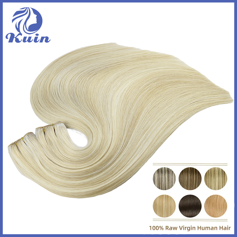 Straight Raw Virgin Human Hair Extensions One Donor Double Drawn Hair Bundles 14"-28" Machine Made Hair Weft Thick Hair End 100G