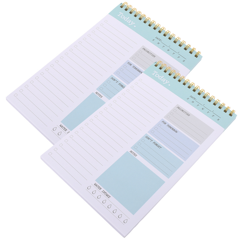 Caderno de bobina de folhas soltas, planejador semanal, cor, inglês completo, flip-up, diário, metas, A5, 2pcs