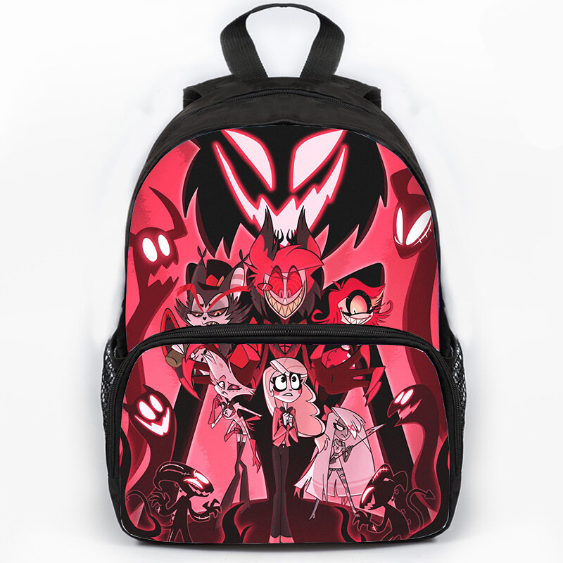 Hazbin 프린트 백팩 어린이 대용량 학교 가방, 십대 학생 노트북 여행 배낭, 소년 소녀 애니메이션 책 가방, 3D
