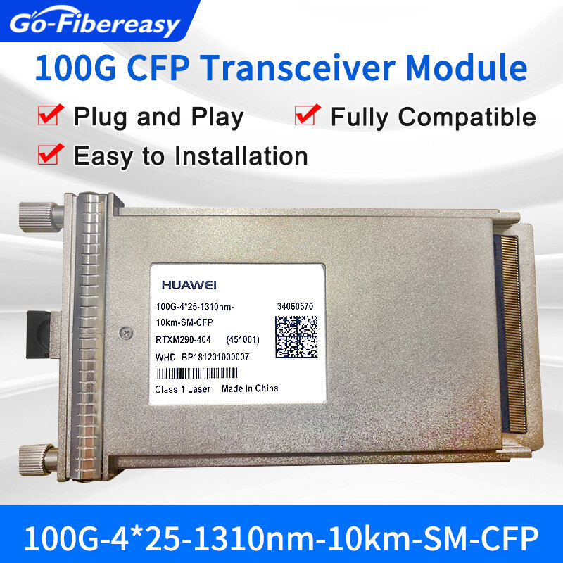 100G CFP 트랜시버 모듈 100GBASE-LR4 4x25G 10km 화웨이 34060670 111.8 기가바이트/초-4Lanes-LanWDM-1294.525nm ~ 1310.200nm-LC-10km(SMF)