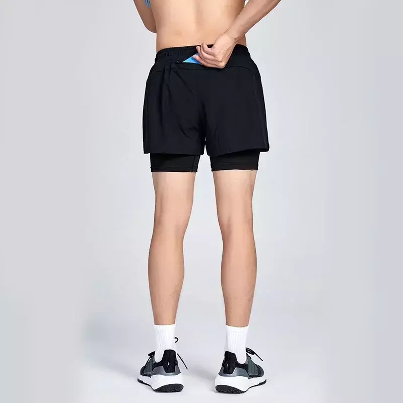 Спортивные шорты LO для мужчин с внутренней подкладкой и антибликовые шорты для фитнеса для бега и тренировок и спортивные штаны для мужчин