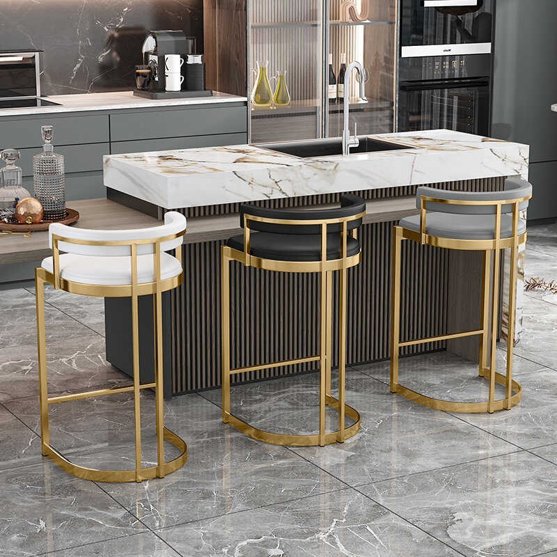Luxury High Chairs Kitchen Bar Counter Stool Nordic Metal Retro Chair Office Lazy Sofa Bedroom Meubles De Salon Furniture XFFL