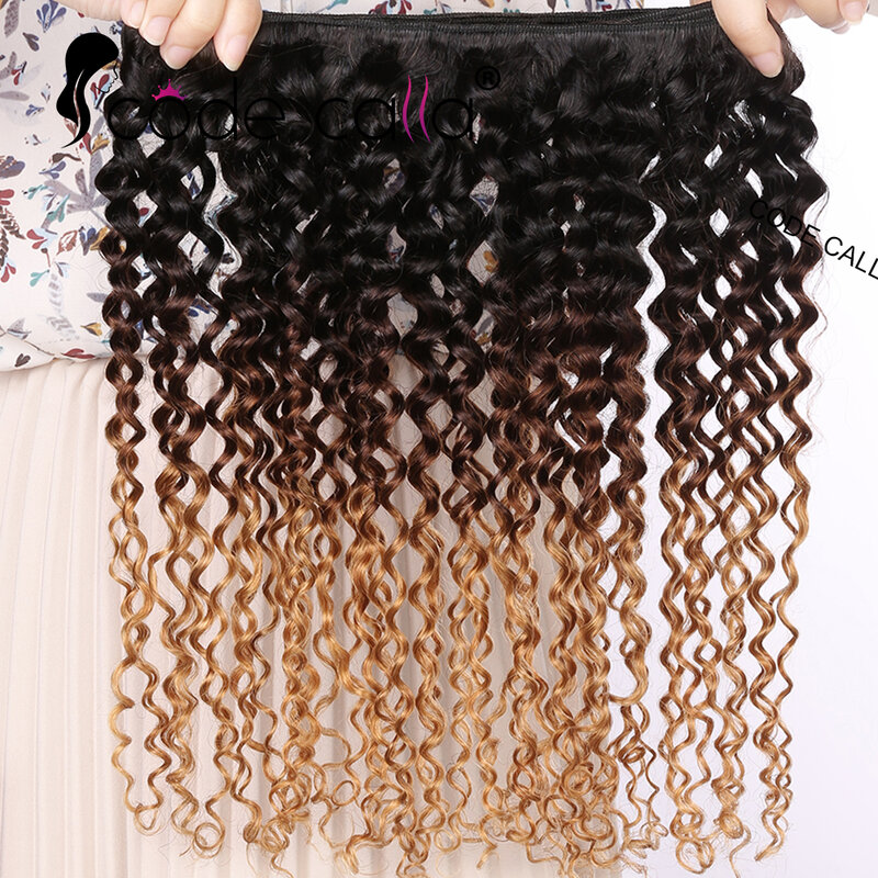 Extensiones de cabello rizado Afro para mujer, mechones de cabello humano brasileño 1/3 Afro, tejido, 8-26"