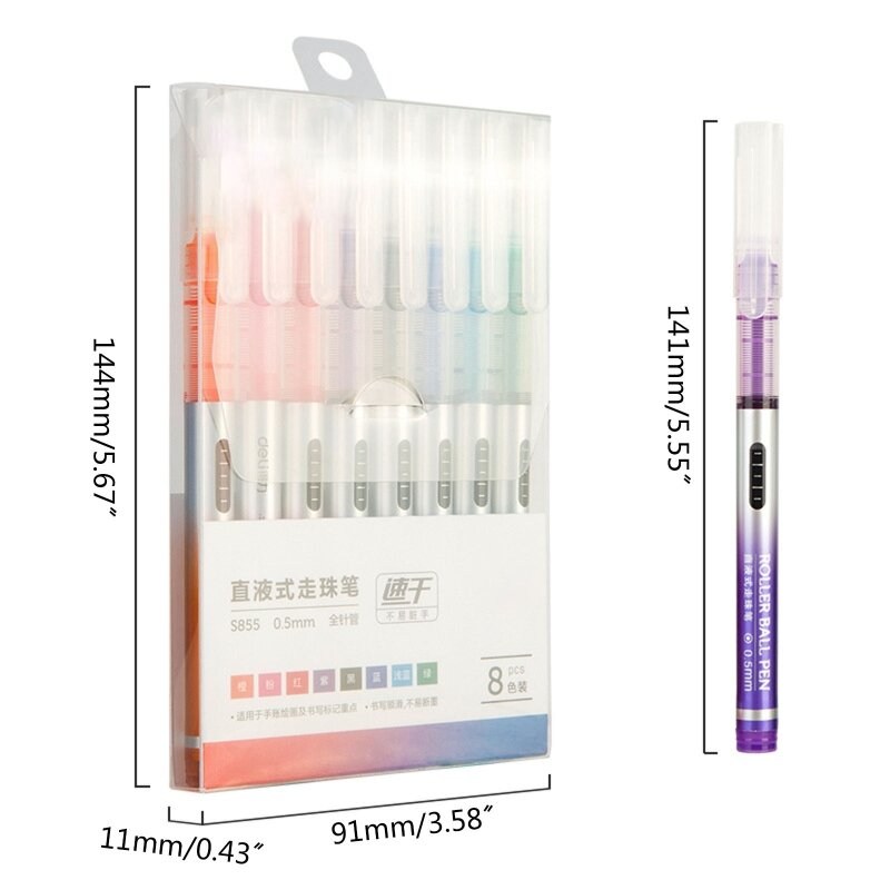 Coloring Gel Pen Rollerball Pens for Writing Journaling Taking Note Marking 8pc