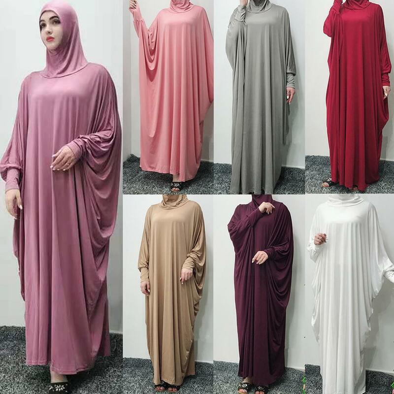 ラマダン-ワンピースのドレス,イスラム教徒の祈りのドレス,完全にフード付きのヒジャーブ,女性のためのジルバブ