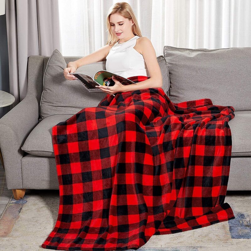 Coperta a quadri in bufalo a 8 colori per divano letto flanella in pile Checker coperta decorativa morbida e confortevole e leggera