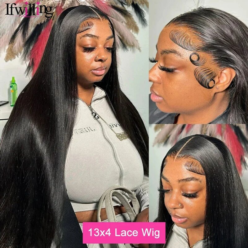 Straight 13x4 HD Lace Front Wigs Human Hair 250 Density 26 28 Inch Transparent Lace Frontal Wig Brazilian Glueless Ready To Wear