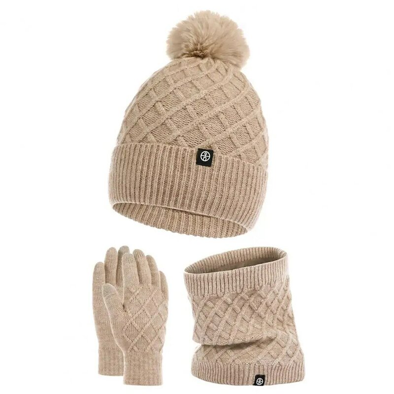 Warm Scarf Set Hat Scarf Gloves Set Cozy Winter Accessories Set Warm Hat Scarf Gloves for Unisex Elastic Anti-slip for Outdoor