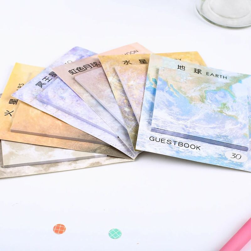 30 Sheets Korean 3D Cute Kawaii Sticky Notes Funny Moon Novel Memo Pads Post Notepads Journaling Stationery Office School Supply
