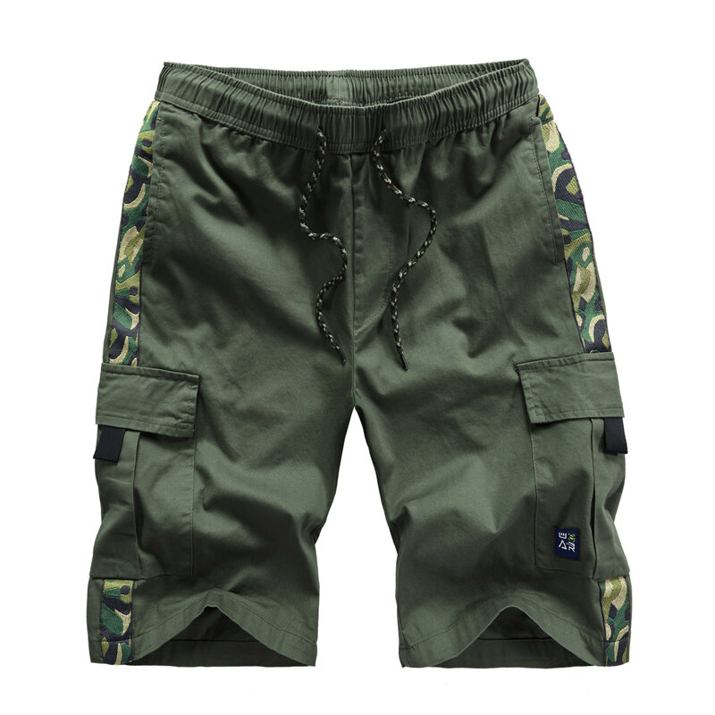 Männer Cargo Shorts Sommer Mode lässig Tarnung gedruckt Spleißen feste Shorts lose Kordel zug elastische Taille Overalls Shorts
