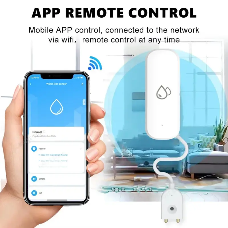 Tuya WiFi/Zigbee woda czujnik wycieku wody powodziowej, wykrywacz wycieków zaalarmować inteligentne życie pilot aplikacji monitorowania wykrywacz nieszczelności w domu