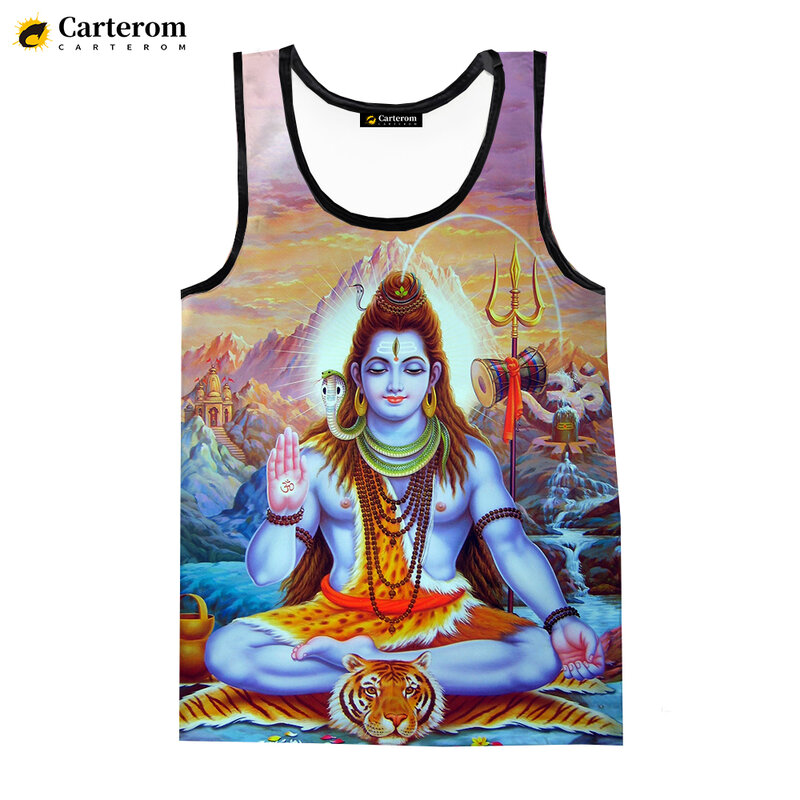 God Hindoe God Lord Shiva 3D Digital Printing Tank Tops Fashion Vest Shirts Mannen Vrouwen Cool Oversized Singlets Mouwloze Tees