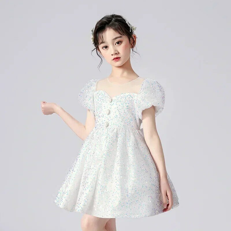 Girls' Dress 2022 New Korean Edition Fashionable Fluffy Dress for Children Summer Princess Dress for Little Girls