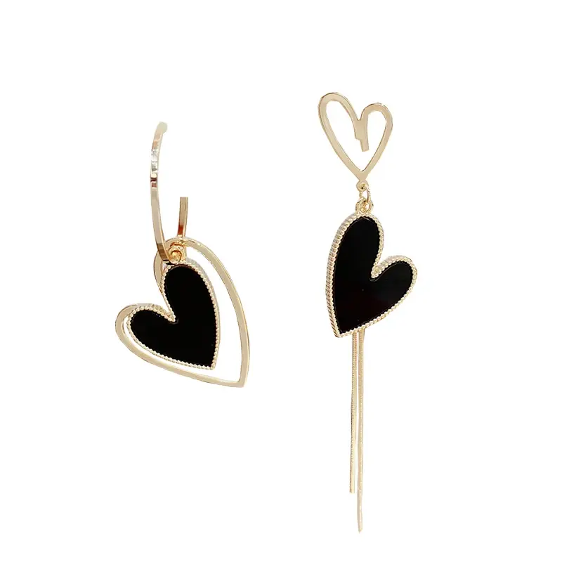 Boucles d'oreilles asymétriques creuses Love Long Tassel pour femmes, tempérament coréen, Ins, nouvelle tendance, bijoux exquis, 2023