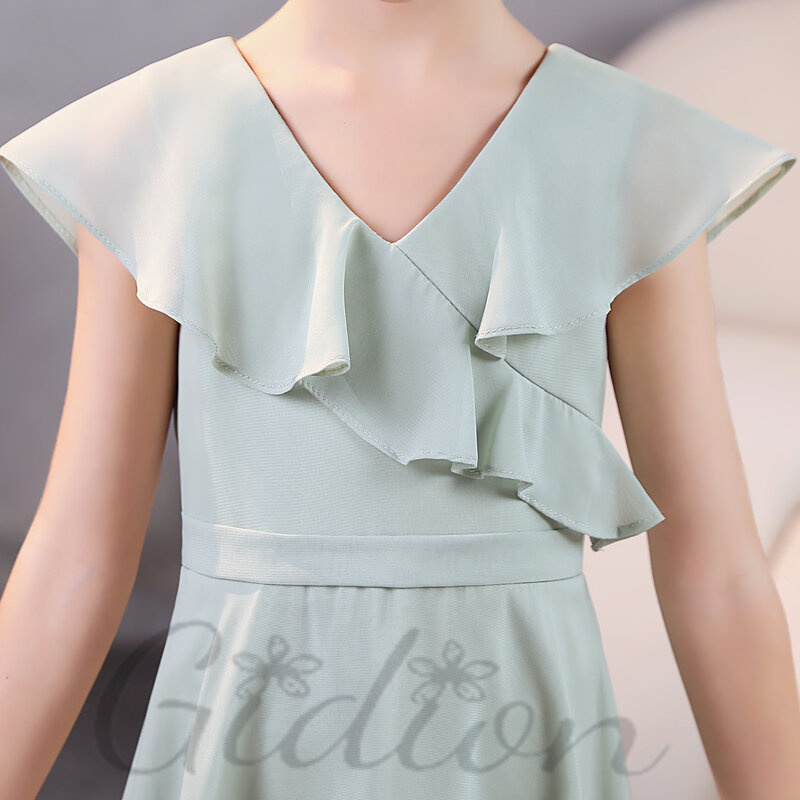 Szyfonowa sukienka dla druhen z odkrytymi plecami na wesele dla dzieci uroczystość bal maturalny bankiet balowy wieczorowy bal
