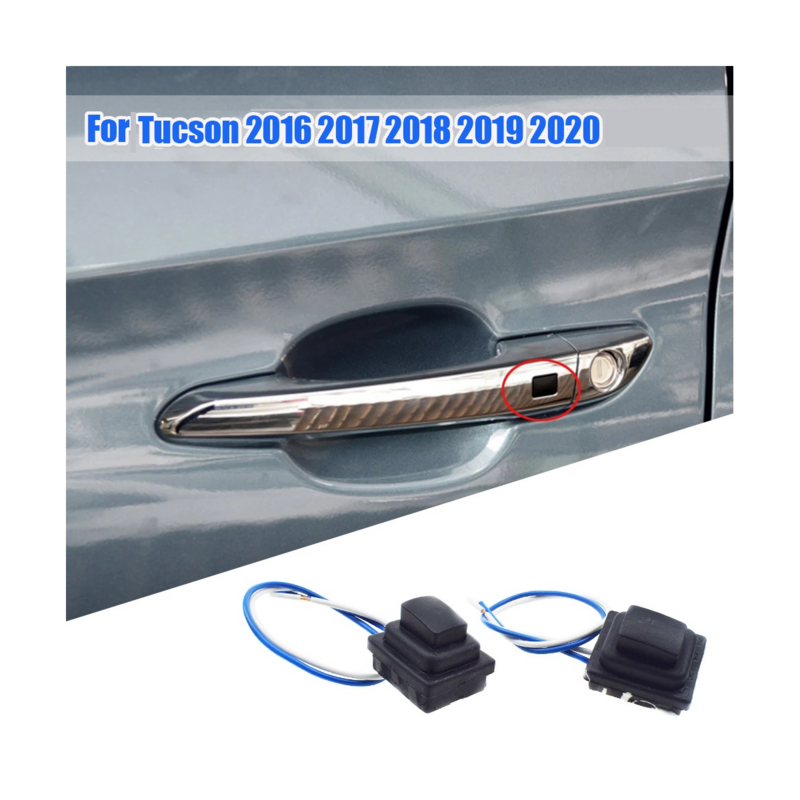 Punho inteligente da porta dianteira para Hyundai Tucson, interruptor externo do extrator, botão pequeno, 82661-D3710, 82651-D3710, 2016-2020, 1 par