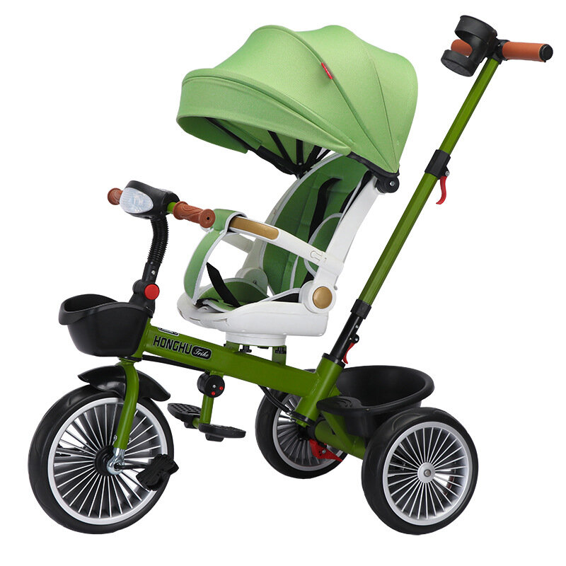 Tricycle multifonctionnel quatre en un pour enfants de 1 à 6 ans, avec fonction rotative et inclinable