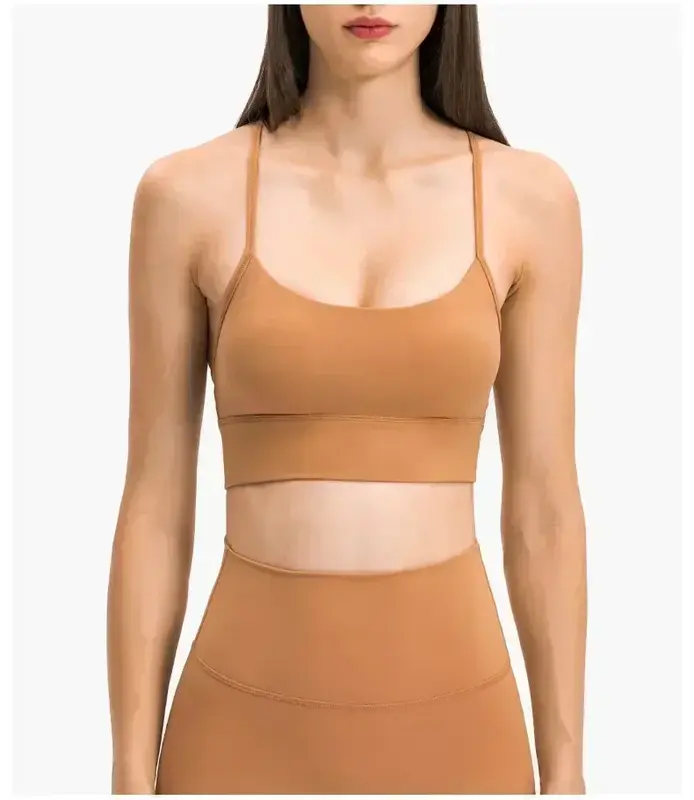 Lemon seksi Y jenis suspender Yoga bra wanita Gym olahraga Tank Top olahraga kain telanjang kebugaran Crop pakaian dalam dengan bantalan dada