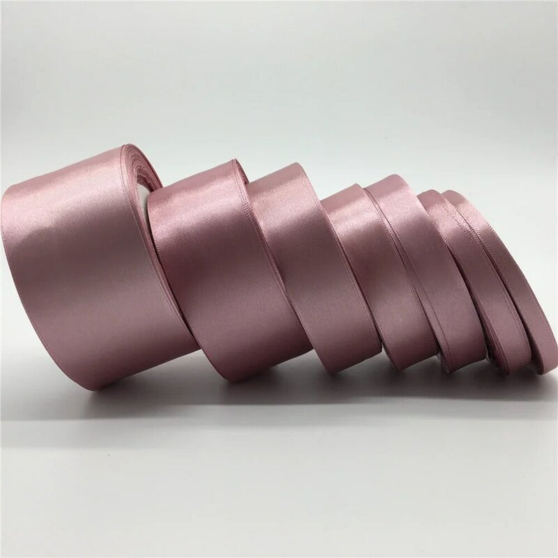 (1Roll 25yds)Pale Mauve Silk Satin Ribbon Lover Gifts Box Packaging Wedding Event Party Christmas Decoration Cake Bouquet Bow
