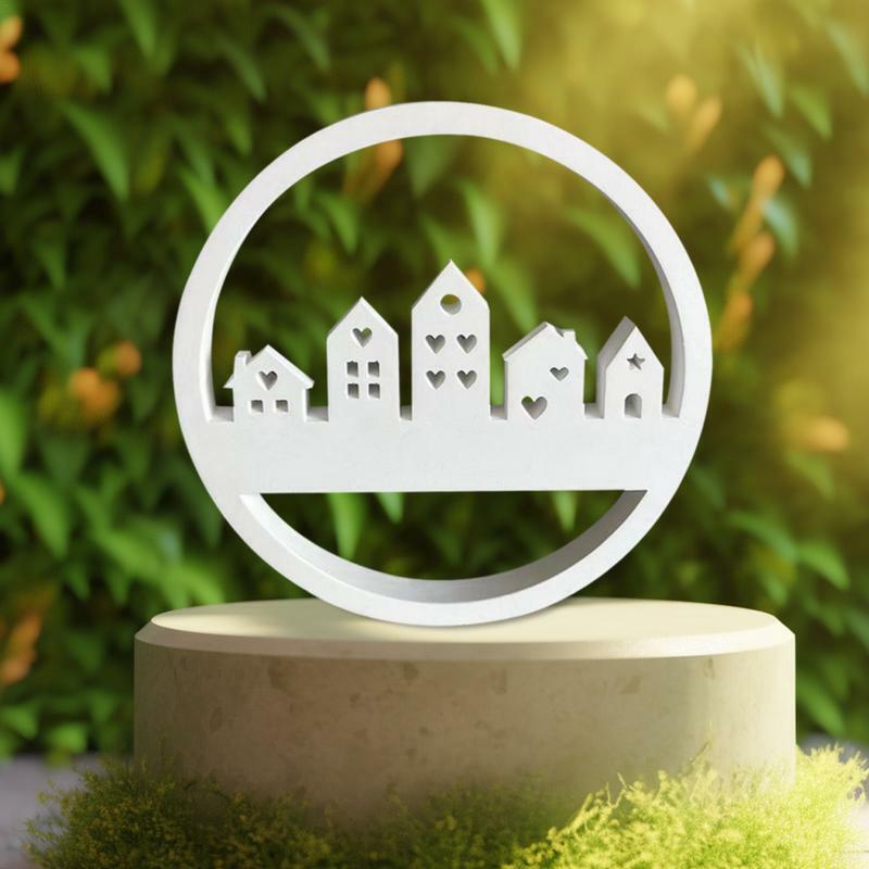 House Molds Silicone Architectural Silhouette Mold House Shape Silhouette Candle Mold Round Resin Construction Circle Mold