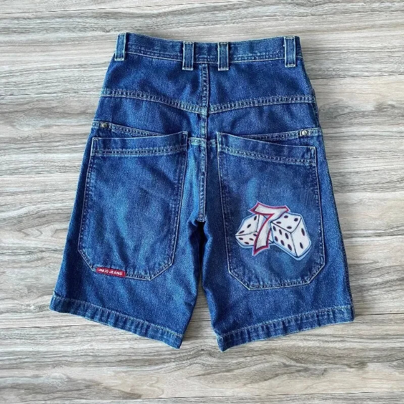 American Fashion Trend Summer Denim Shorts donna Y2K New Street Vintage Casual pantaloni larghi jolly Unisex Harajuku Punk Rock Jeans