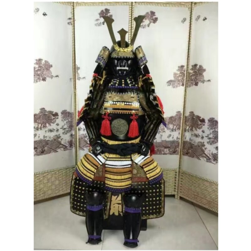 Japoński samuraj zbroja Ooyoroi stal węglowa japonia wojownik zbroja kask Wearalbe kostiumy sceniczne Cosplay
