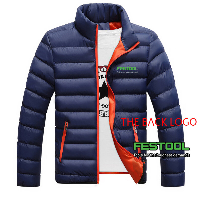 Festool-Casaco de neve de gola alta masculino com zíper, jaqueta de algodão acolchoada, casaco quente acolchoado, de alta qualidade, novo, outono e inverno, 2023