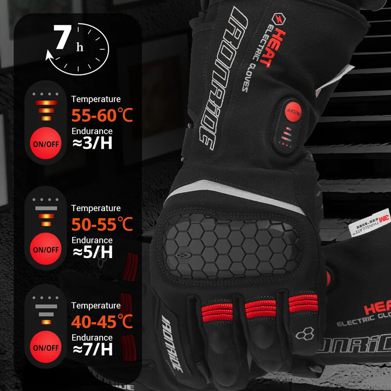 Heated Motorcycle Gloves Winter Moto Heated Gloves Warm Waterproof Rechargeable For Snowmobile Heating Thermal Gloves