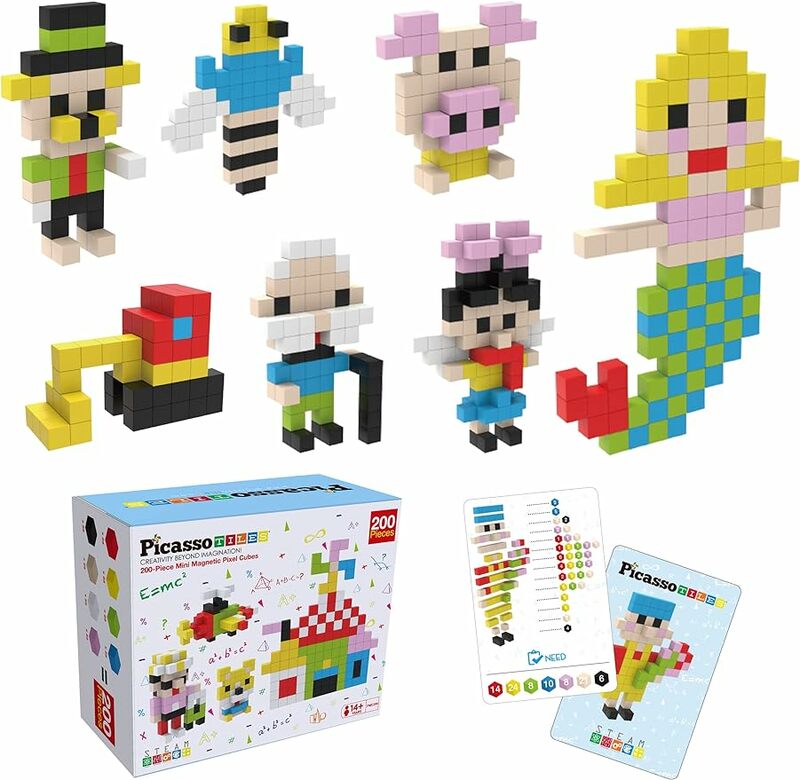 0.5”Pixel Magnetic Puzzle Cube 200 Piece Mix & Match Cubes Sensory Toys STEAM Education Learning Building Block Magnets Children