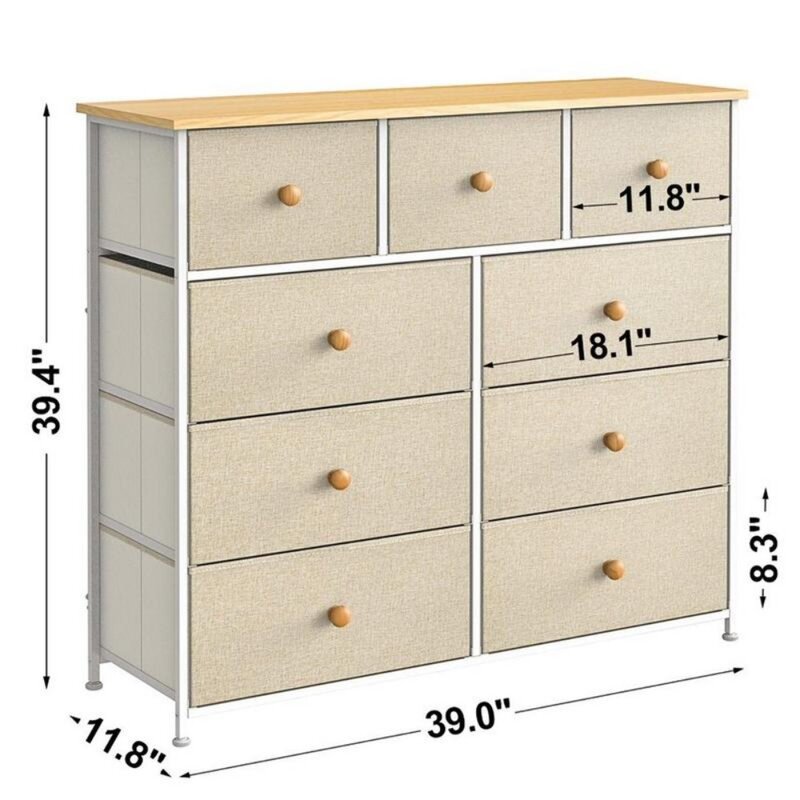 9 Drawer Steel Frame Bedroom Storage Organizer Chest Dresser Makeup Vanity Furniture With Mirror Cabinets Taupe Freight Free
