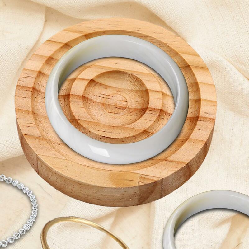 Redonda pulseira display bandeja suporte de armazenamento jóias titular organizador de bambu para loja bancada varejo vitrine cômoda