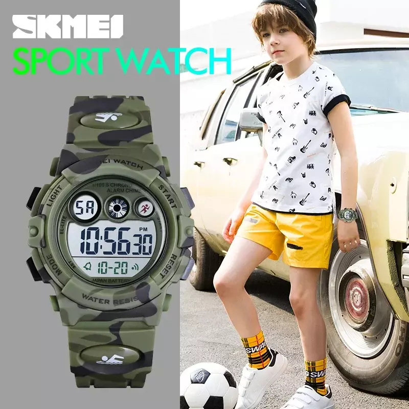 SKMEI 1547 Young And Energetic Dial Design 50M Waterproof Colorful LED+EL Lights relogio infantil Children's Sport Kids Watches