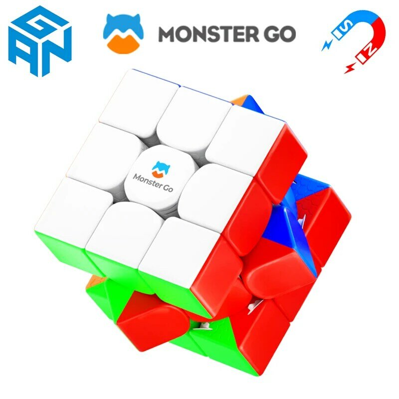 GAN Monster Go-Cube Magique Magnétique Speedvineyin pour Enfant, Puzzle de Vitesse, Jouet Fidget Professionnel, 48 Aimants, 3x3x3