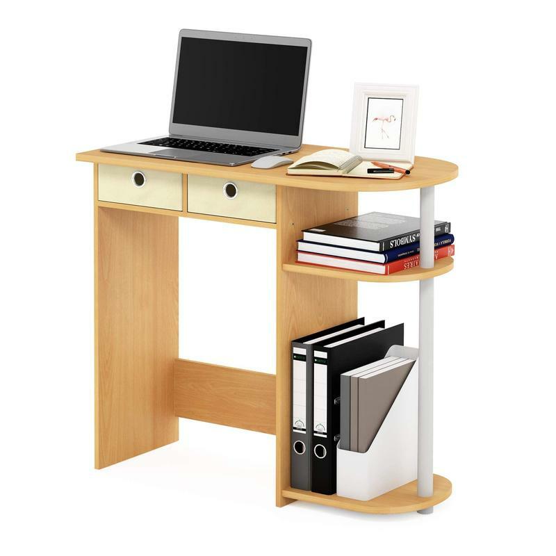 Furinno Go-escritorio de ordenador portátil para el hogar, mesa de color verde haya, marfil y blanco