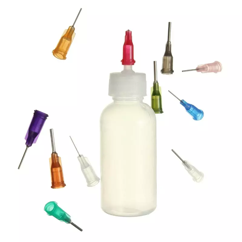 30ml/50ml Transparent Polyethylene Needle Dispenser Dispensing Bottle for Rosin Solder Flux Paste + 11 Needles Tools