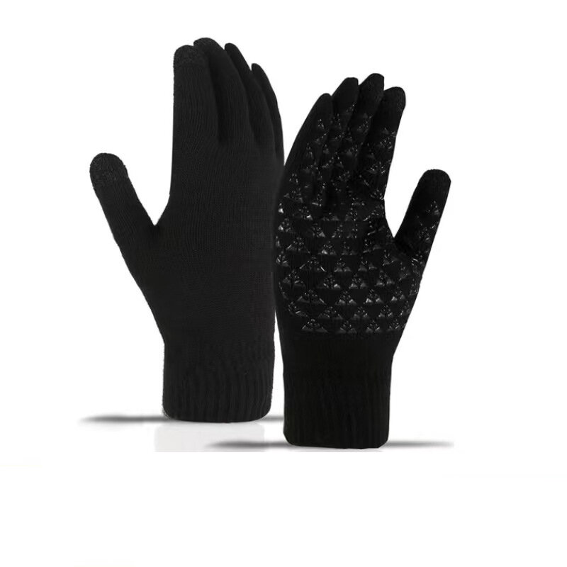Winter Touch Screen Gloves For Women Men Thicken Warm Knitted Stretch Gloves Faux Wool Full Finger Outdoor Riding Skiing Gloves