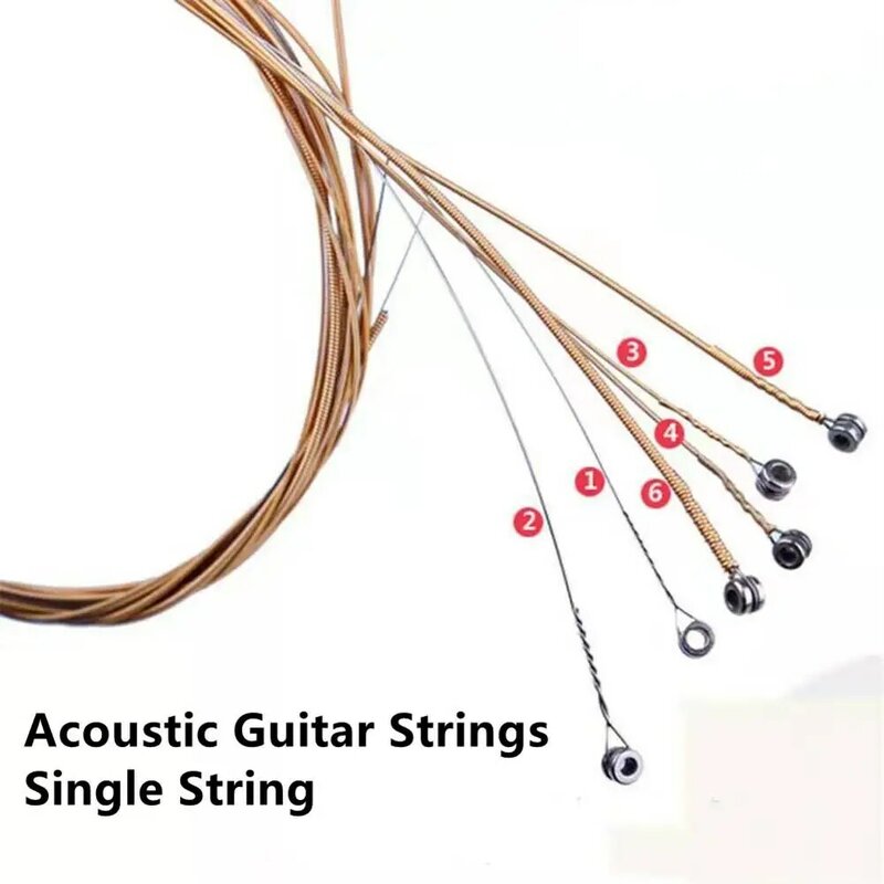Cordas da guitarra acústica E-1st B-2nd G-3rd D-4th A-5th E-6th única corda fio de aço inoxidável guitarra peças reposição